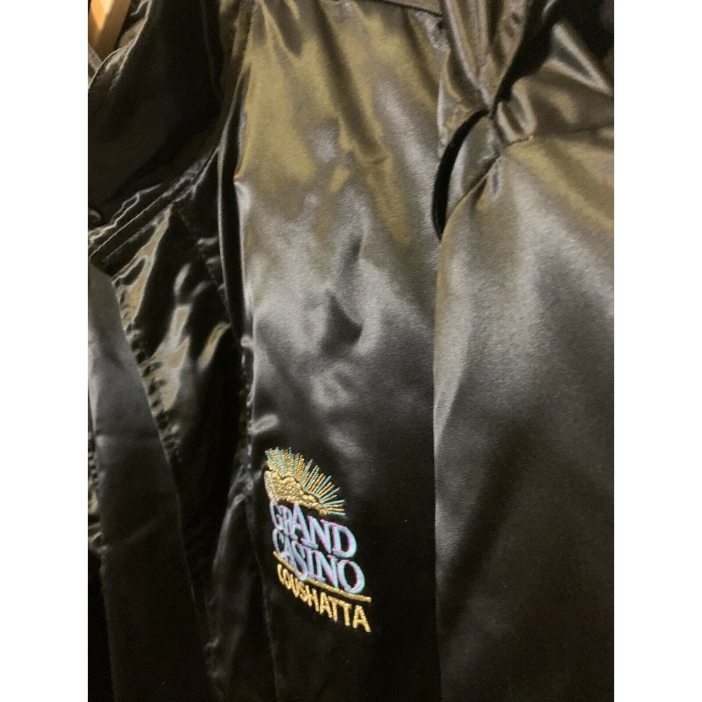 Grand Casino‎ Vintage Satin Jacket Black Full Zip Men’s Sz Large - Picture 7 of 10